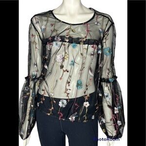 Target Embroidered See Through Sheer Top